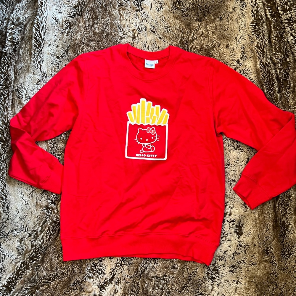 Sanrio Hello Kitty French Fries Crew Neck Sweatshirt in Red